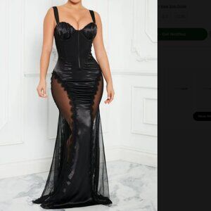 Milan Satin Maxi Dress - Black
